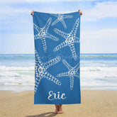 Lofaris Blue White Stars Summer Custom Name Beach Towel